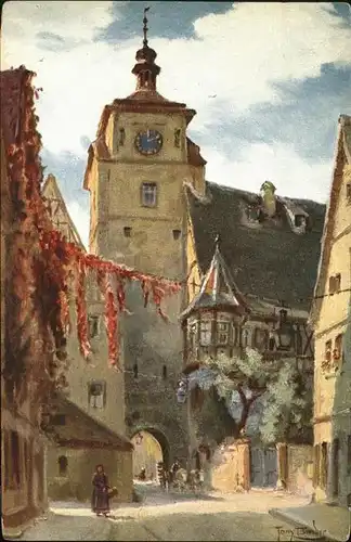 Binder Tony Nr. 3 Rothenburg Tauber Weisser Turm  Kat. Kuenstlerkarte