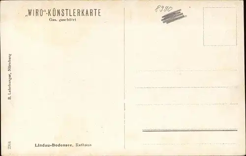 Verlag WIRO Wiedemann Nr. 2364 Lindau Bodensee Rathaus  Kat. Verlage