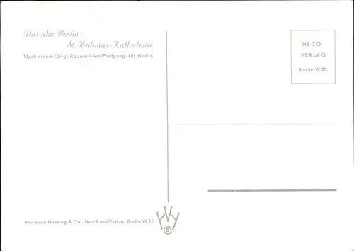 Kuenstlerkarte Wolfgang Tritt Berlin St. Hedwigs Kathedrale  Kat. Kuenstlerkarte