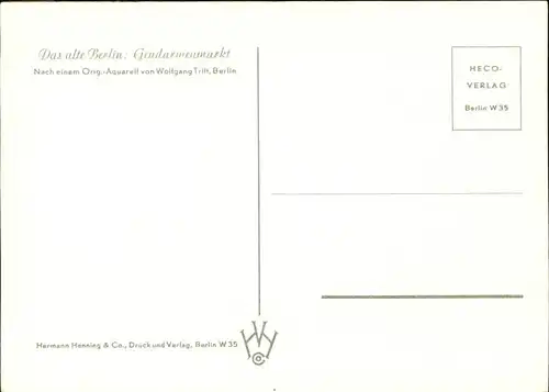 Kuenstlerkarte Wolfgang Tritt Berlin Gendarmenmarkt Kat. Kuenstlerkarte