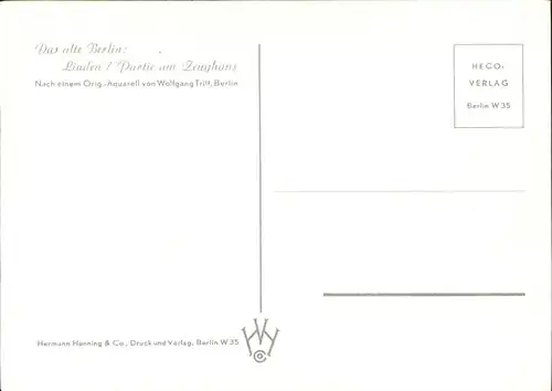 kk51960 Kuenstlerkarte Wolfgang Tritt Berlin Linden/Partie am Zeughaus Kategorie. Kuenstlerkarte Alte Ansichtskarten