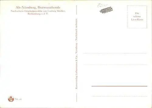 Moessler L. Alt Nuernberg Bratwurstherzle Kat. Kuenstlerkarte