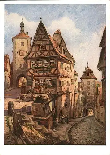 Moessler L. Rothenburg Tauber Ploenlein  Kat. Kuenstlerkarte