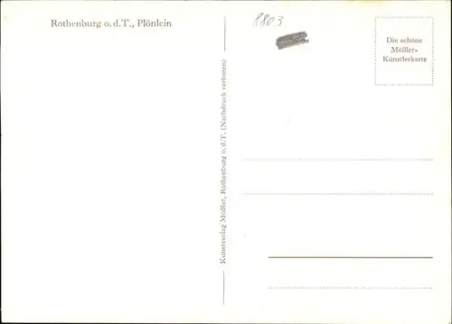 Moessler L. Rothenburg Tauber Ploenlein Kat. Kuenstlerkarte