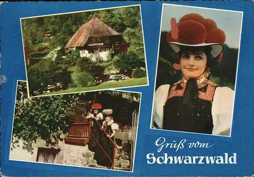 Schwarzwald mit Trachtenmaedchen Kat. Regionales