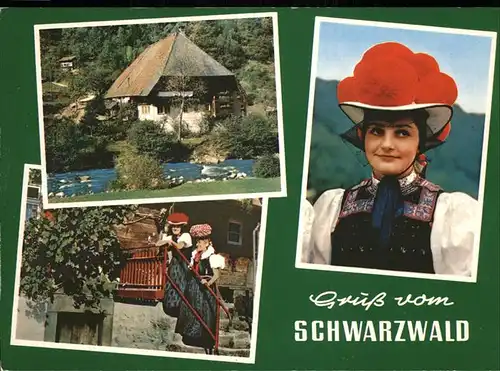 Schwarzwald mit Trachtenmaedchen Kat. Regionales