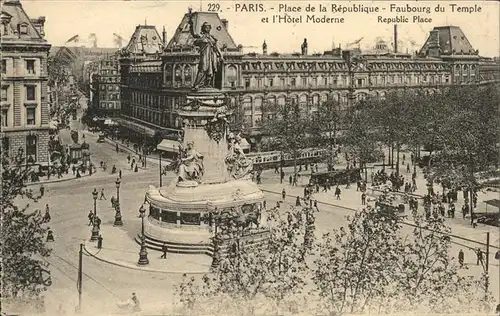 Paris Place de la Republique Faubourg du Temple Strassenbahn Kat. Paris