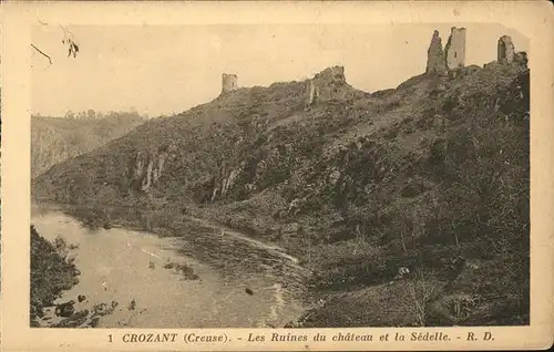 Crozant Les Ruines du chateau la Sedelle Kat. Crozant