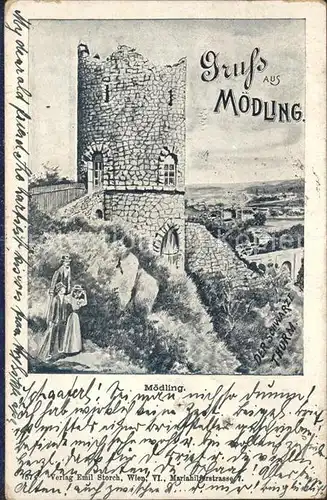 Moedling Burg Kuenstlerkarte Kat. Moedling