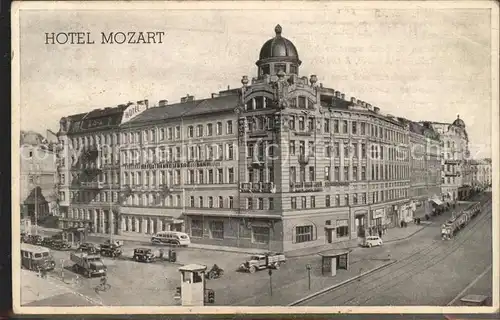 Wien Hotel "Mozart" Busse Autos Strassenbahn Kat. Wien
