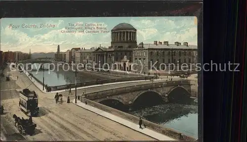 Dublin Ireland Four Courts Strassenbahn Pferdewagen Fluss Bruecken / United Kingdom /