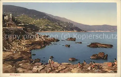 Bordighera Panorama am Meer Baden Kat. Bordighera