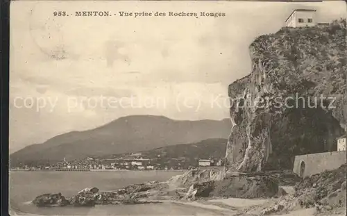Menton Alpes Maritimes Vue prise des Rochers Rouges Kat. Menton