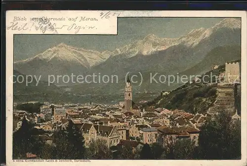 Merano Suedtirol Panorama mit Alpen Kat. Merano