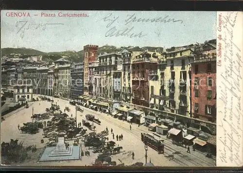 Genova Genua Liguria Piazza Caricamento Pferdestrassenbahn  Kat. Genova