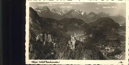 Schwangau Schloss Neuschwanstein Hohenschwangau Marienbruecke Alpenpanorama Fliegeraufnahme Kat. Schwangau