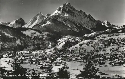 Mittenwald Bayern Panorama mit Wetterstein Kat. Mittenwald