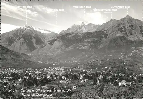 Merano Suedtirol Panorama e Gruppo Tessa Texelgruppe oetztaler Alpen Kat. Merano