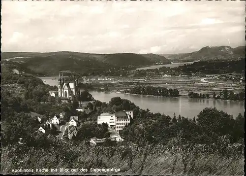 Remagen Apollinaris Kirche mit Blick auf Siebengebirge Rhein Kat. Remagen