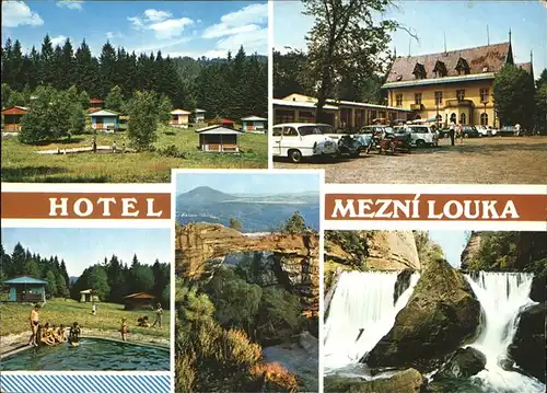 Hrensko Hotel Mezni Louka Wasserfall Felsen Kat. Herrnskretschen