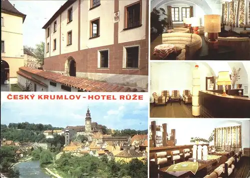 Cesky Krumlov Hotel Ruze Ortsansicht mit Kirche Kat. Krumau