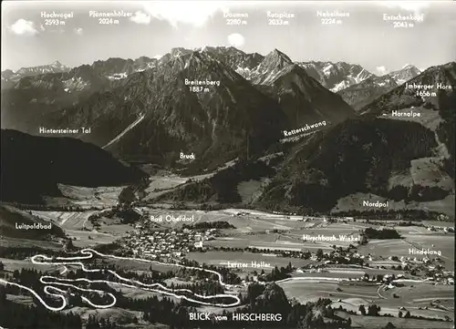 Hindelang Blick vom Hirschberg mit Bad Oberdorf und Jochstrasse Panorama Allgaeuer Alpen Kat. Bad Hindelang