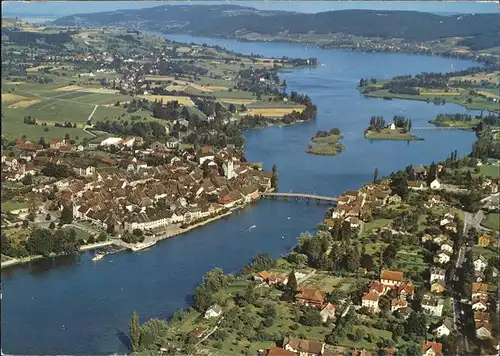 Stein Rhein mit Untersee Bruecke Fliegeraufnahme Kat. Stein Rhein