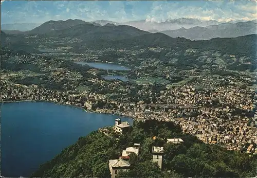 Lugano TI mit Monte Bre Fliegeraufnahme Kat. Lugano