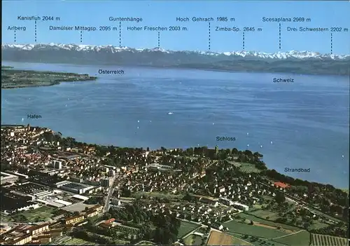 Friedrichshafen Bodensee Panorama mit oesterr Alpen Fliegeraufnahme Kat. Friedrichshafen