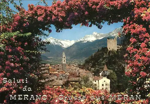 Merano Suedtirol Panorama Kirche Burg Kat. Merano