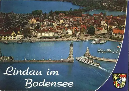 Lindau Bodensee mit Hafen Fliegeraufnahme Kat. Lindau (Bodensee)