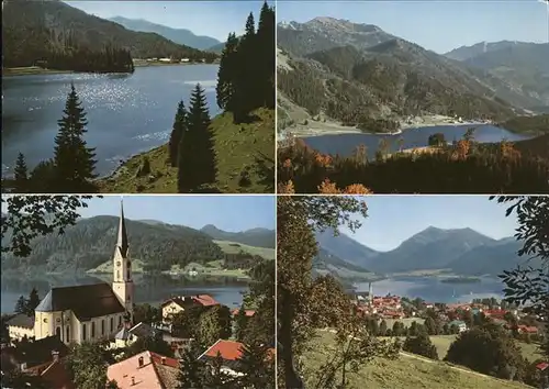 Schliersee mit Kirche Spitzingsee und Sonnwendjoch Kat. Schliersee