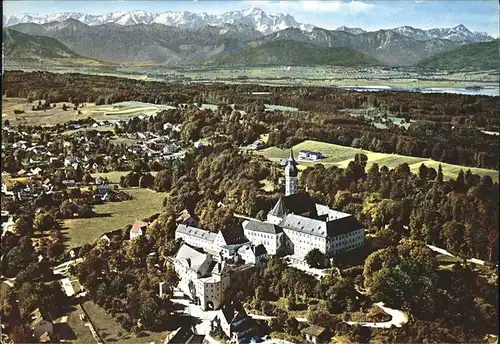 Andechs Kloster Andechs mit Zugspitze Fliegeraufnahme Kat. Andechs