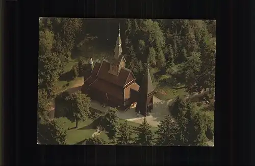 Hahnenklee Bockswiese Harz Nordische Stabkirche Fliegeraufnahme Kat. Goslar