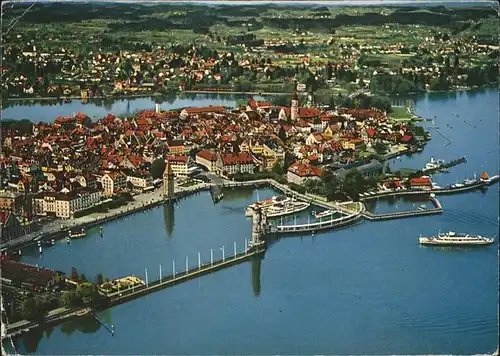 Lindau Bodensee mit Hafen Fliegeraufnahme Kat. Lindau (Bodensee)