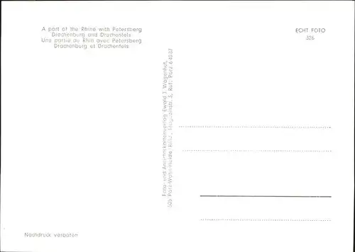 Petersberg Koenigswinter mit Drachenburg u.Drachenfels Kat. Koenigswinter