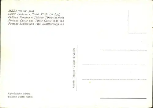 Merano Suedtirol mit Castel Fontana u.Castel Tirolo Kat. Merano