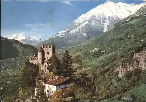 Merano Suedtirol mit Schloss Brunnenburg Kat. Merano