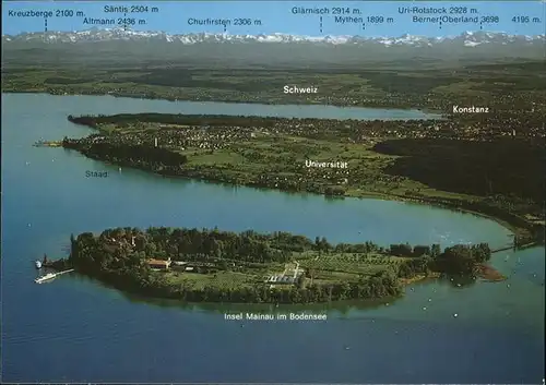 Insel Mainau mit Blick auf Staad u.Konstanz Kat. Konstanz