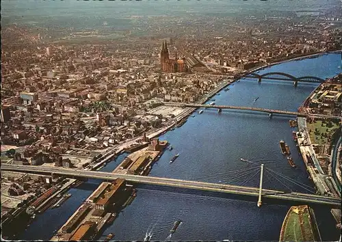 Koeln Rhein mit Severins Deutzer u.Hohenzollern Bruecke Kat. Koeln