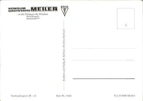 Sosa Erzgebirge Konsum Gaststaette Meiler Kat. Sosa