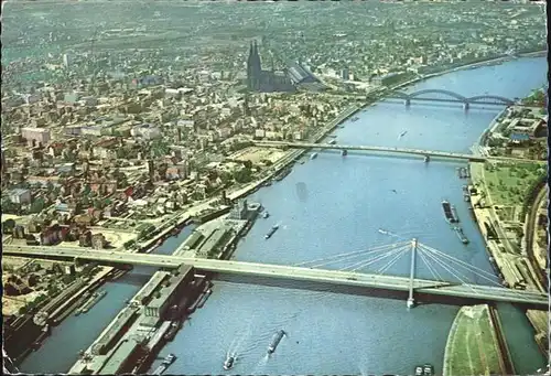 Koeln Rhein mit Rheinbruecken Kat. Koeln