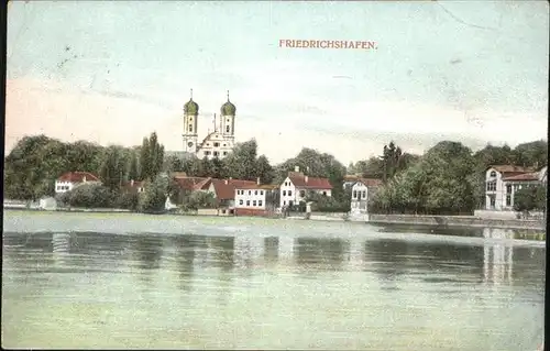 Friedrichshafen Bodensee Seepanorama mit Kirche Kat. Friedrichshafen