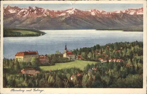 Starnberg mit Starnberger See und Alpen Kat. Starnberg