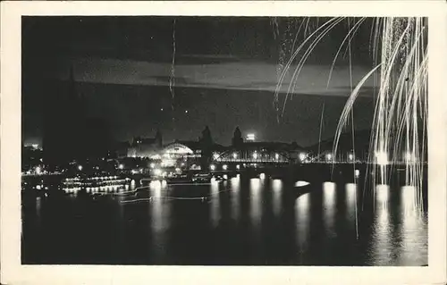 Koeln Rhein Rheinuferbeleuchtung mit Feuerwerk Kat. Koeln