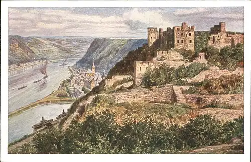 St Goar Ruine Rheinfels Kuenstlerkarte Kat. Sankt Goar