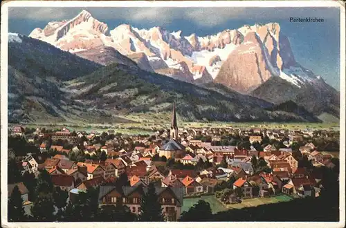 Partenkirchen Ortsansicht mit Alpenpanorama Kat. Garmisch Partenkirchen