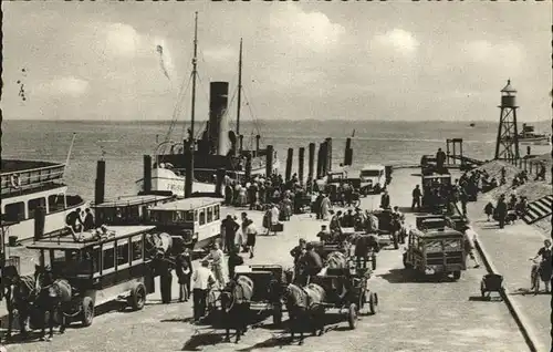 Norderney Nordseebad Dampferankunft Hafenpartie Kat. Norderney