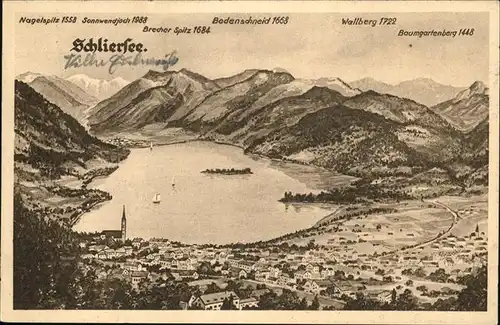 Schliersee Totalansicht mit Alpenpanorama Kat. Schliersee