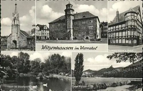 Witzenhausen St Michaels Kapelle Rathaus Sommermanns Haus Stadtpark Zwei Burgen Blick Kat. Witzenhausen